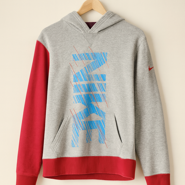Nike Felpa XL Grigia con Stampa Grafica - Appeso su gruccia